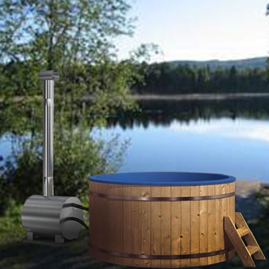 Vildmarksbad med udvendig ovn & vandjacuzzi (Bemærk at badet leveres med cylindrisk ovn)